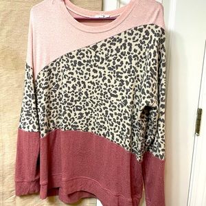 Pink leopard long sleeve top